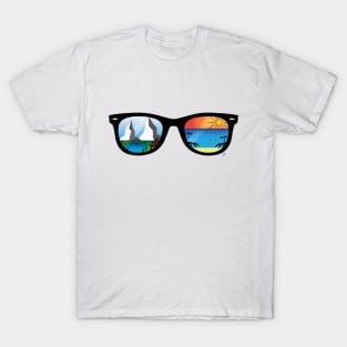 Sunglasses with Beach and Mountains T-Shirt